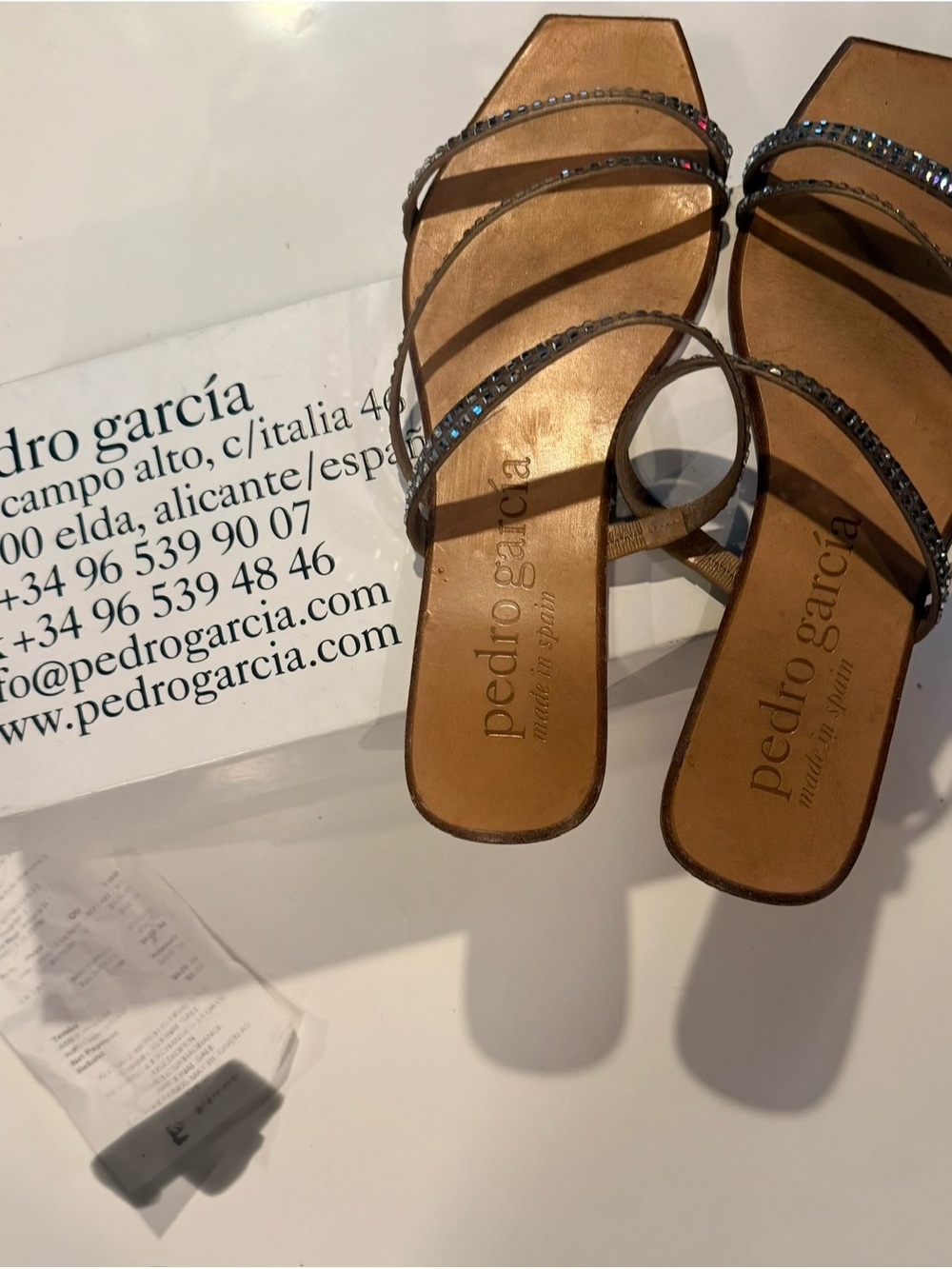 Pedro Garcia Tan Strappy Crystal-Trim Sandals